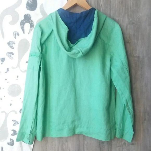 ERIN LONDON | Green & Navy Linen Full Zip Jacket Small - Picture 5 of 6